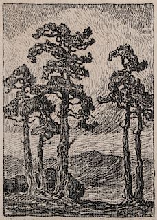 BIRGER SANDZEN (1871-1954) PENCIL SIGNED LITHOGRAPH