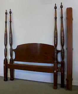 Mahogany Carved 4 Poster Bed.