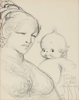 ROSE CECIL O'NEILL (1874-1944) CHARCOAL ON PAPER