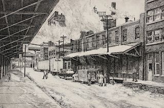 DOUG OSA (born 1952) PENCIL-SIGNED ETCHING OF 8TH ST KC