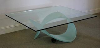 Ribbon Form Glass Top Coffee Table.
