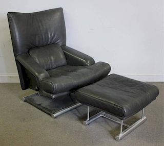 Modern Rolf Benz Leather Lounge Chair and Ottoman.