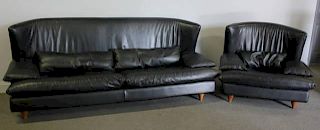 Modern i4 Mariani Italian Leather Sofa and Chair.