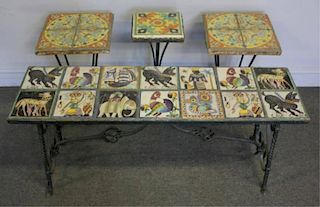 4 Arts And Crafts Iron & Tile Top Tables.