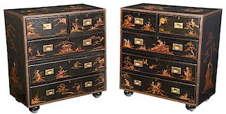 Pair of Chinoiserie Decorated Campaign Chests
