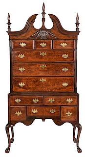 American Chippendale Shell Carved High Chest