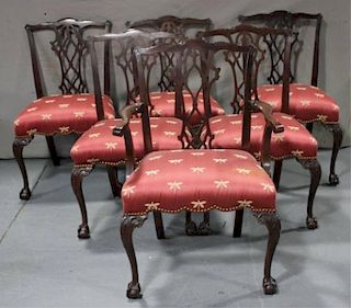 Set of Six Chippendale Style Dining Chairs.
