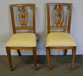 Pair of Antique Continental Fruitwood Chairs.