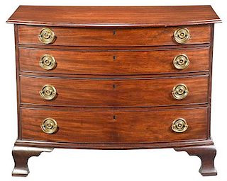 American Federal Figured Mahogany Bow Front Chest