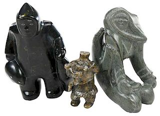 Three Carved Stone Inuit Sculptures