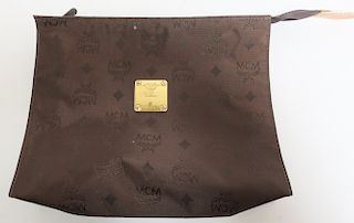 MCM Brown Monogram Canvas Toiletry Pouch