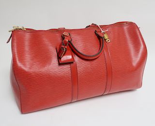 Louis Vuitton Red Epi Leather Keepall 50