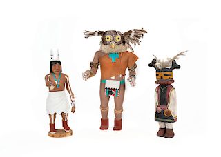 Three Kachinas, Owl, Hopi Maiden, Alosa
