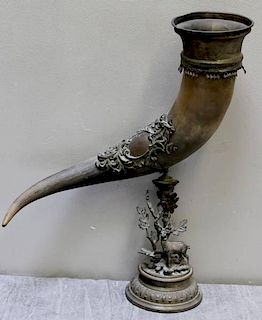 19th Cent German Horn Mounted on Gilt Metal