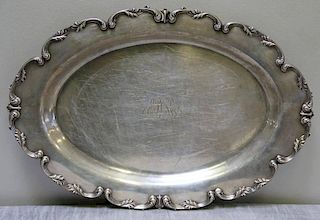 STERLING. Oval Scalloped Edge Sterling Tray.