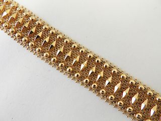 18K Yellow Gold Art Deco Style Mesh Bracelet