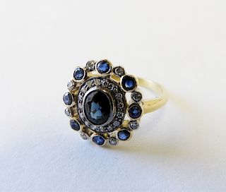 Sapphire & Diamond Art Deco Dinner Ring