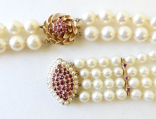 Pearl & Ruby Necklace and Bracelet