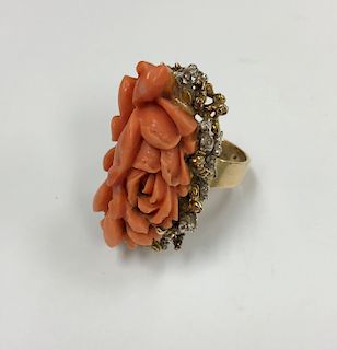 Carved Coral Cocktail Ring