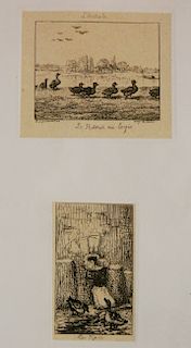 2 Felix Bracquemond etchings
