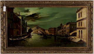 G. Trani, 20th C., "Venice, Bridge over the Canal"