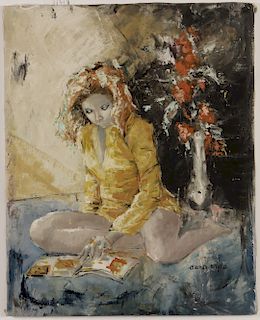 Anna Vigo, Italian, b. 1952, "Self Portrait", O/C