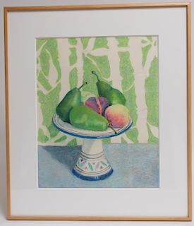 Contemporary Still Life of Pears & Peaches