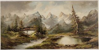 Garsten, 20th C., "Chalet in the Mountains" O/C