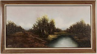 Koenig, 20th C., "Landscape of Trees and Marsh"