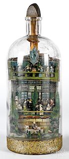 Carl Worner carved diorama in a bottle