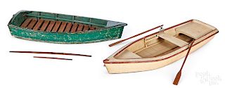 Two painted wood rowboat models, mid 20th c.
