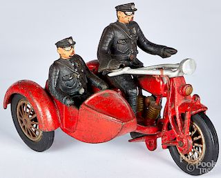 Hubley cast iron motorcycle and sidecar