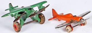 Hubley & Arcade cast iron airplanes