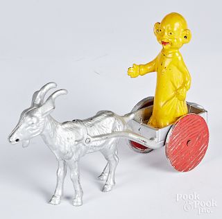 Kenton cast iron Yellow Kid goat drawn cart