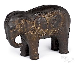 Cast iron McKinley-Roosevelt elephant still bank