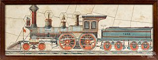 Three early firefighter and train framed puzzles