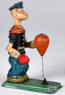 Chein Popeye punching bag tin lithograph wind-up