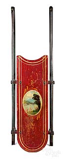 Child painted pine sled, patented 1903