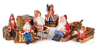 Six German Santa Claus candy containers