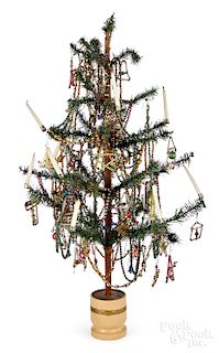 German feather tree with glass beaded tinsel