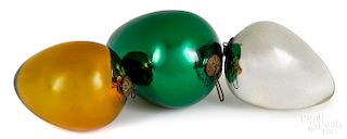 Three German Kugel egg Christmas ornaments