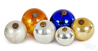 Six German Kugel glass Christmas ornaments