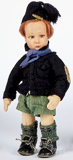 Lenci fascist boy felt doll, smaller