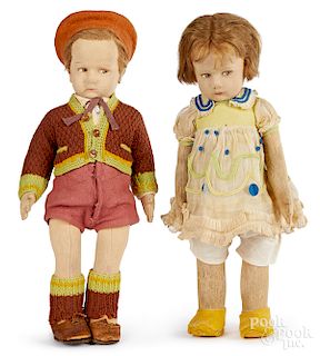 Lenci boy and girl felt dolls