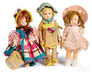 Three Lenci felt dolls
