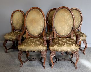 6 Antique And Finely Carved Chairs