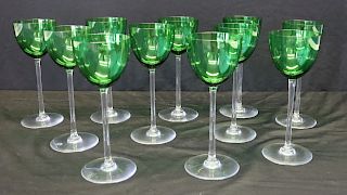 11 Colored BACCARAT Wine Glasses
