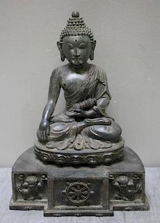 Antique Bronze Seated Buddha with Nepali