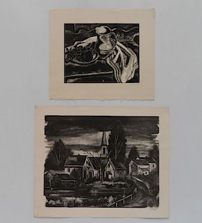 Emil Ganso 1 lithograph and 1 wood engraving