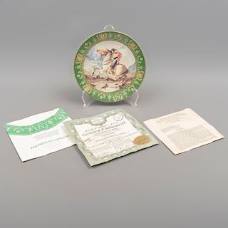 Plato decorativo. "Bonaparte traversant les Alpes". Francia. SXX. Porcelana Limoges, Henri D'Arceau L.&Fils. Firmado. Con certificado.